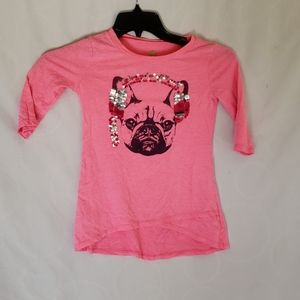 Total Girl 7/8 pink shirt with pug